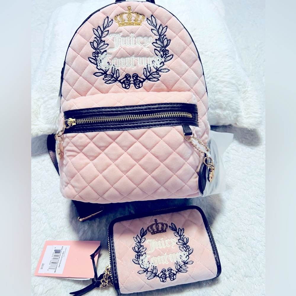 Juicy Couture Pink Quilted Backpack and Wallet Set